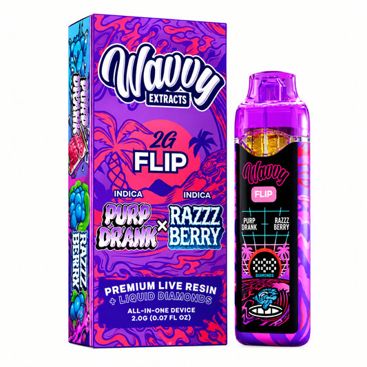 Wavvy Extracts THC-A Dual Flavor Device - 2000mg Purp Drank (I) / Razz Berry (I)
