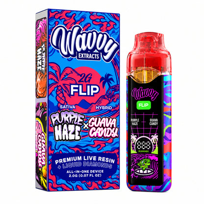 Wavvy Extracts THC-A Dual Flavor Device - 2000mg Purple Haze (S) / Guava Candy (H)