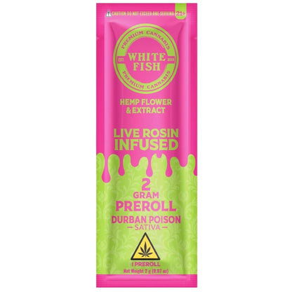 White Fish Live Rosin THC-P Infused Pre-Roll - 2g Durban Poison