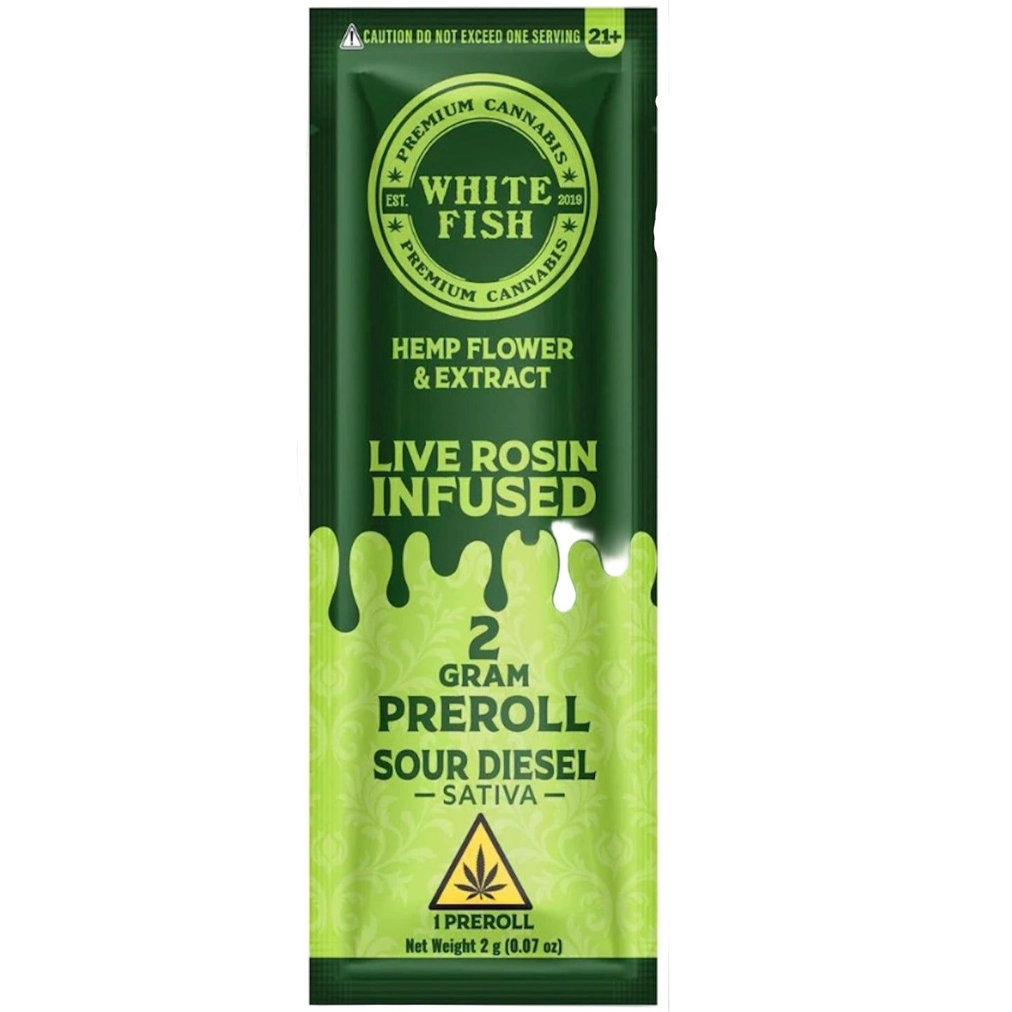 White Fish Live Rosin THC-P Infused Pre-Roll - 2g Sour Diesel