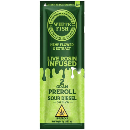 White Fish Live Rosin THC-P Infused Pre-Roll - 2g Sour Diesel