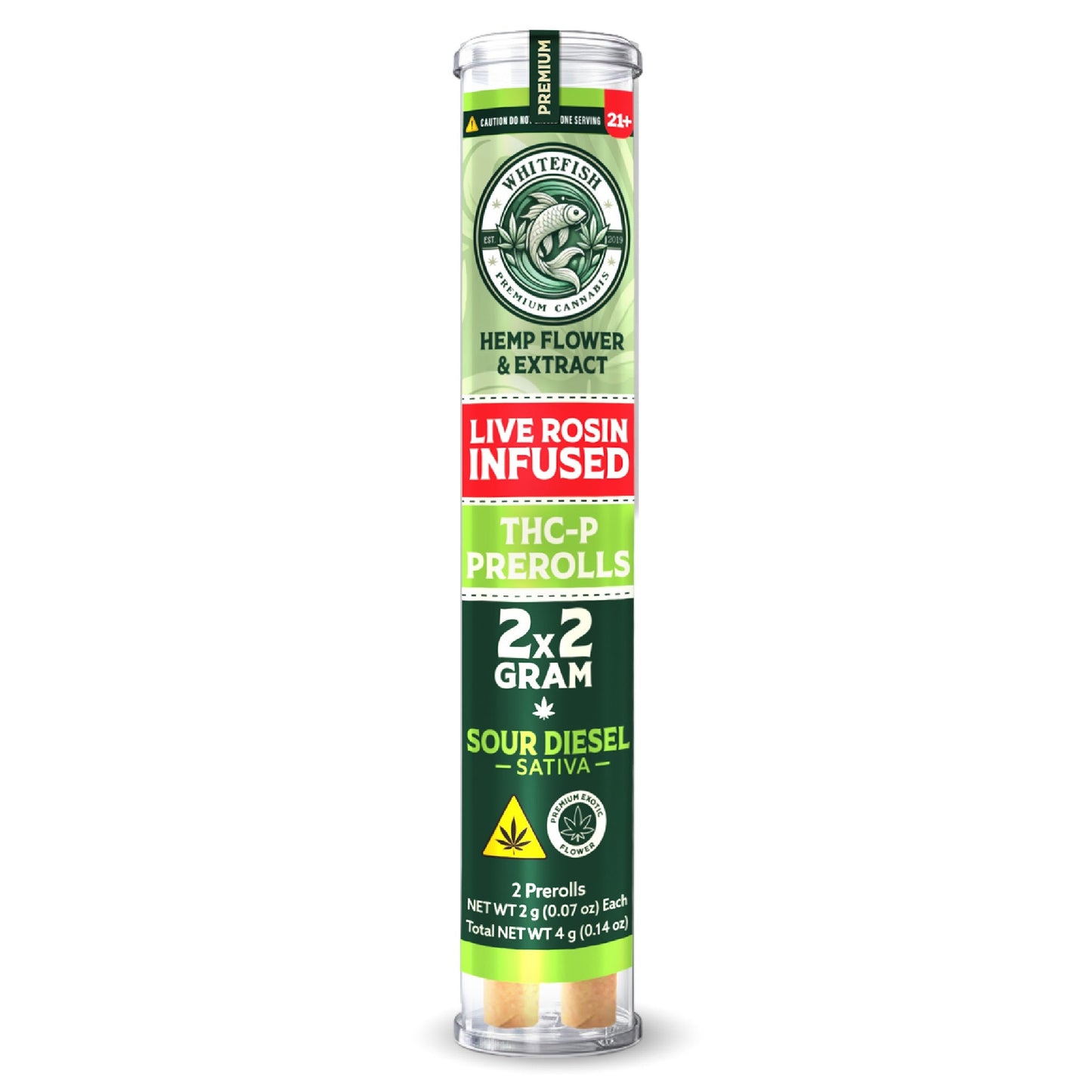 White Fish Live Rosin THC-P Pre-Roll - 2x2g Sour Diesel (S)