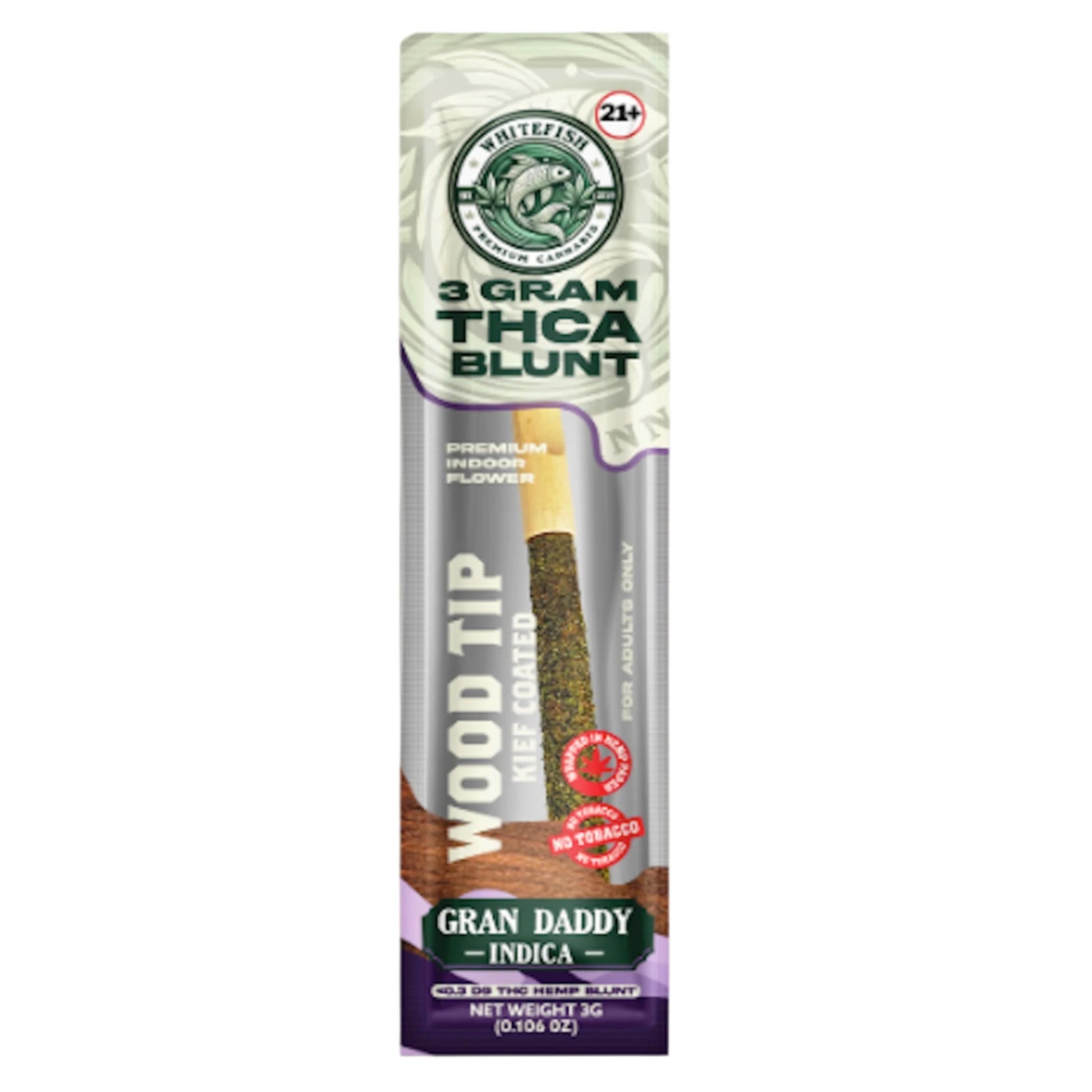 White Fish Wood Tip THC-A Blunt - 3g Granddaddy Purp (I)