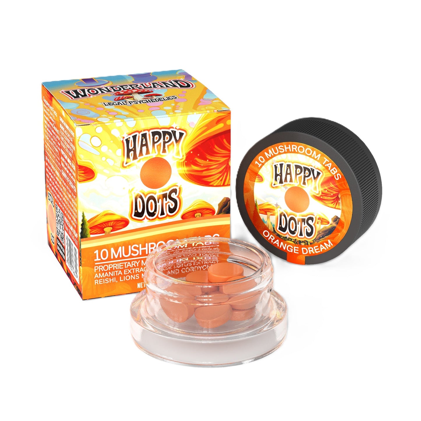 Wonderland Happy Dot Mushroom Tabs Orange Dream
