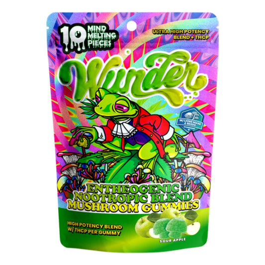 Wunder Ultra High Potency Entheogenic Mushroom Gummies - 12000mg Sour Apple w/ THC-P