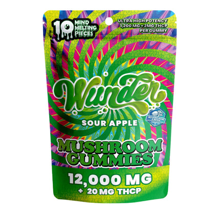 Wunder Ultra High Potency Entheogenic Mushroom Gummies - 12000mg Sour Apple w/ THC-P