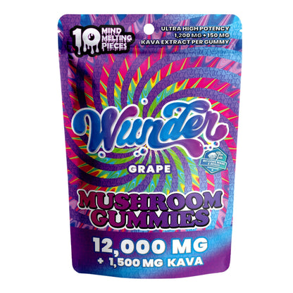 Wunder Ultra High Potency Entheogenic Mushroom Gummies - 12000mg Grape w/ Kava