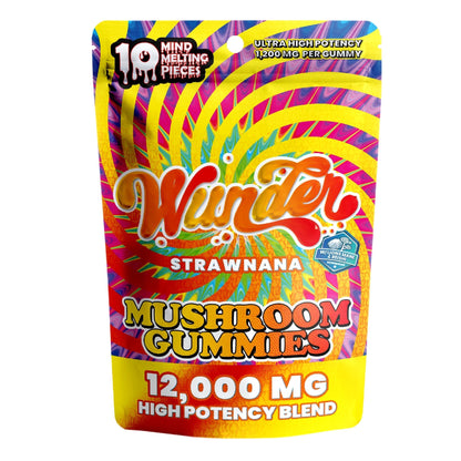 Wunder Ultra High Potency Entheogenic Mushroom Gummies - 12000mg Strawnana