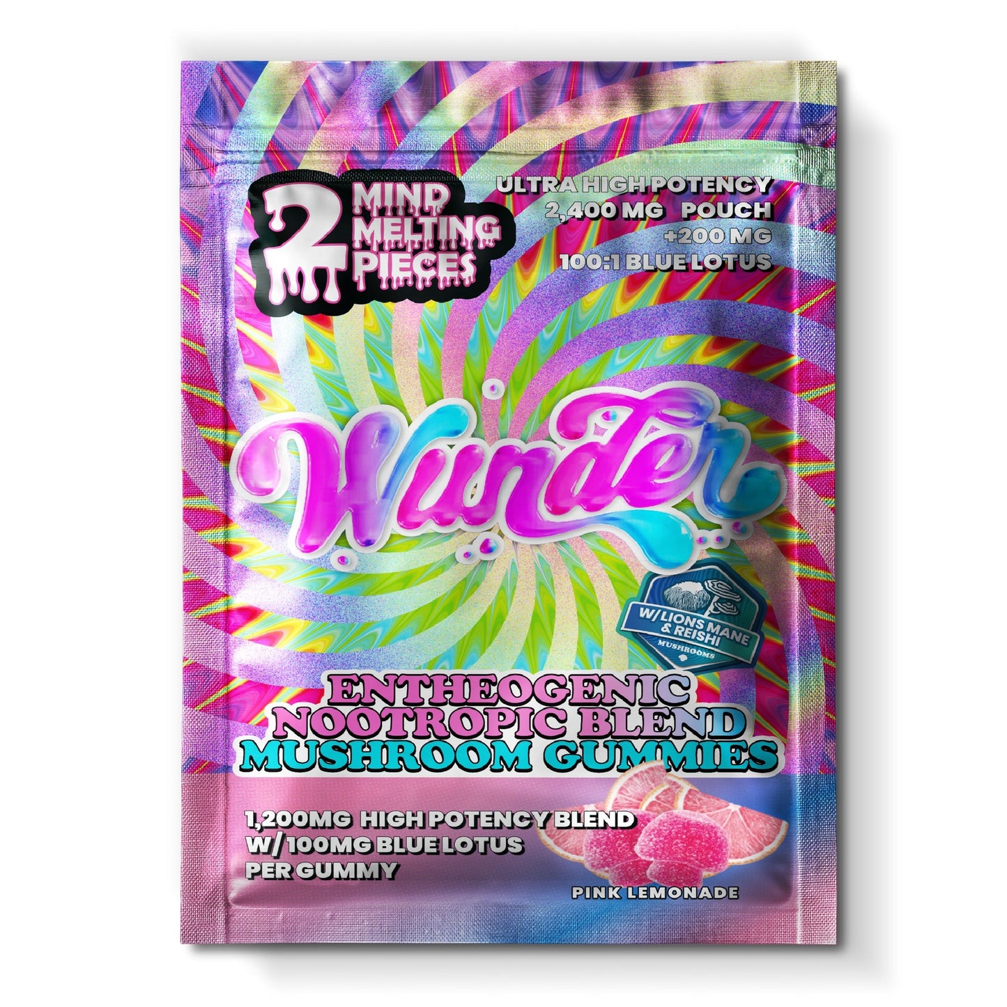 Wunder Ultra High Potency Entheogenic Mushroom Gummies - 2400mg Pink Lemonade w/ Blue Lotus