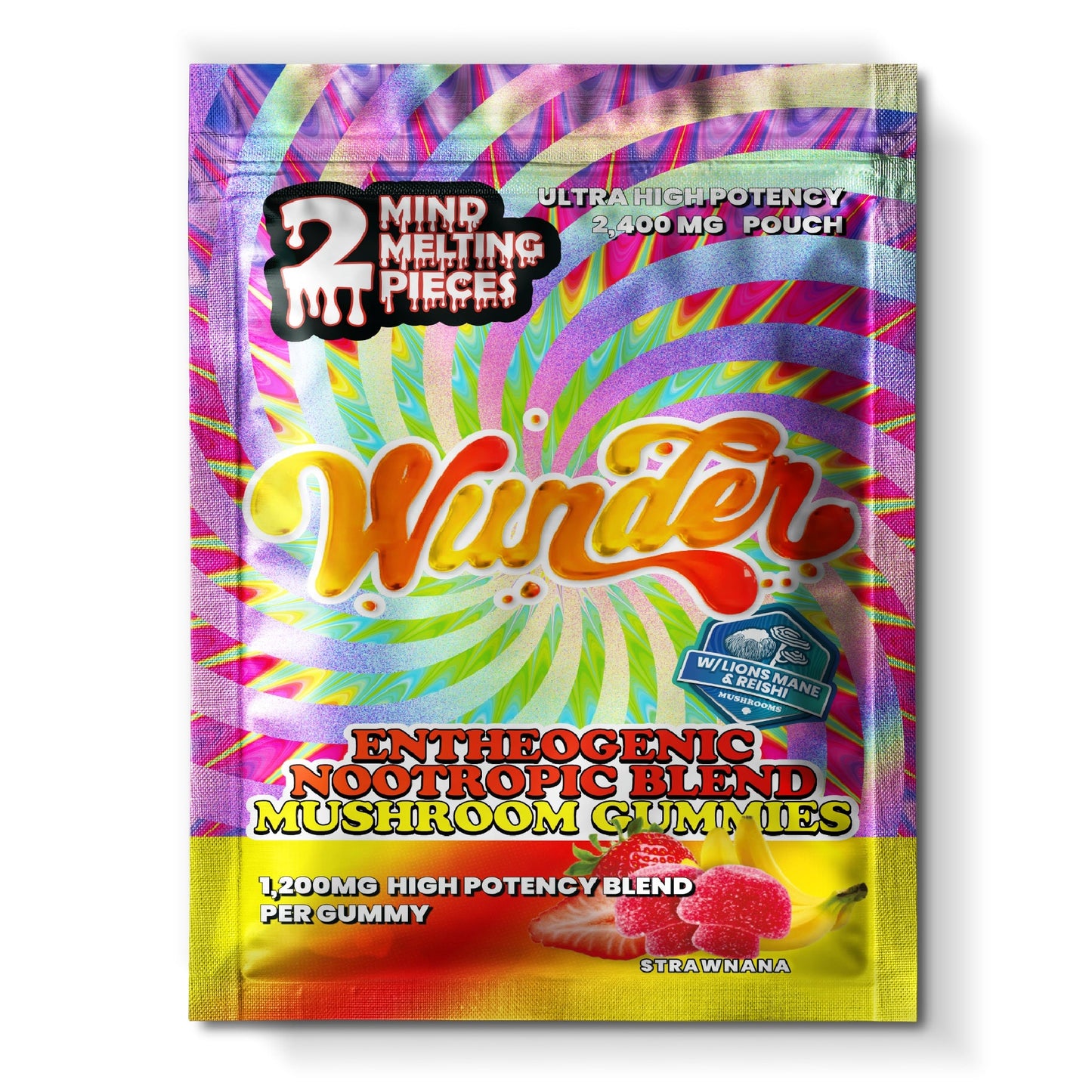 Wunder Ultra High Potency Entheogenic Mushroom Gummies - 2400mg Strawnana