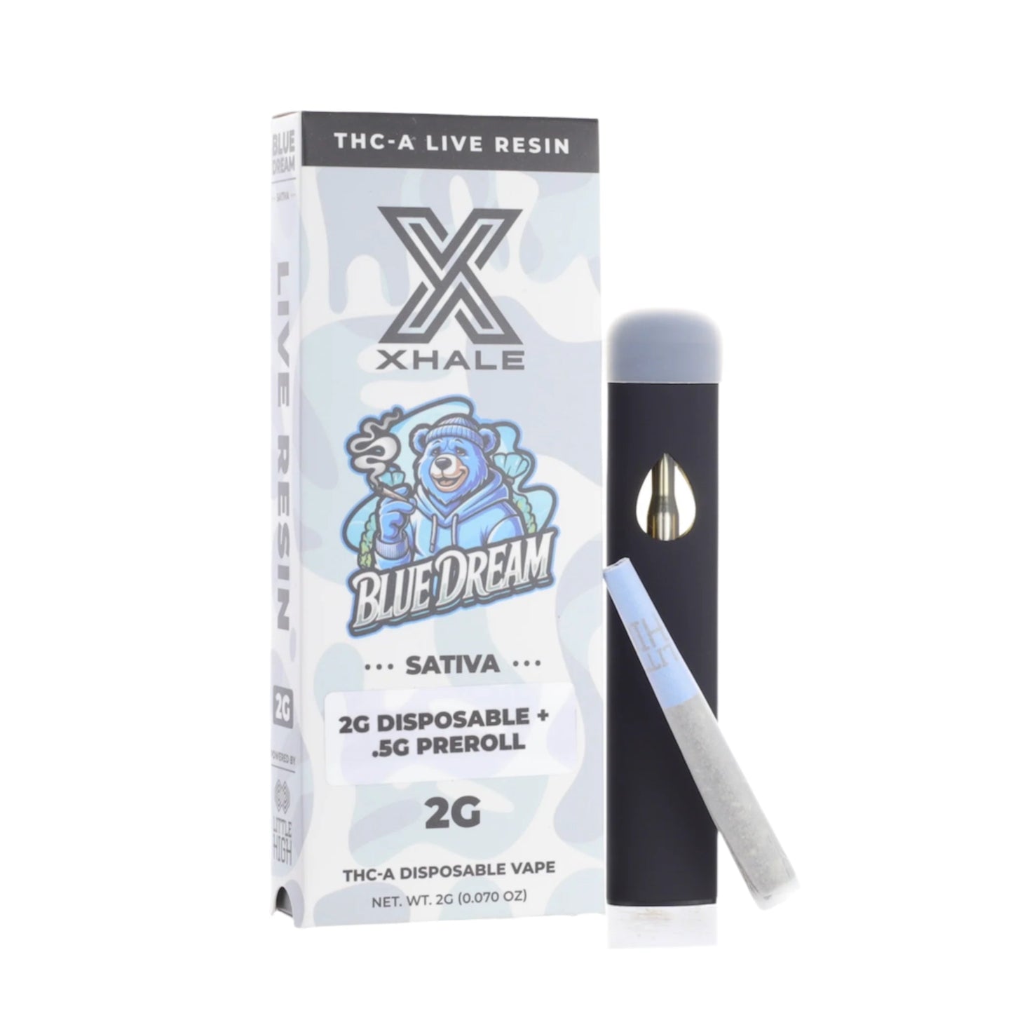 Xhale Live Resin THC-A Vaporizer - 2000mg + .5g Joint Blue Dream (S)