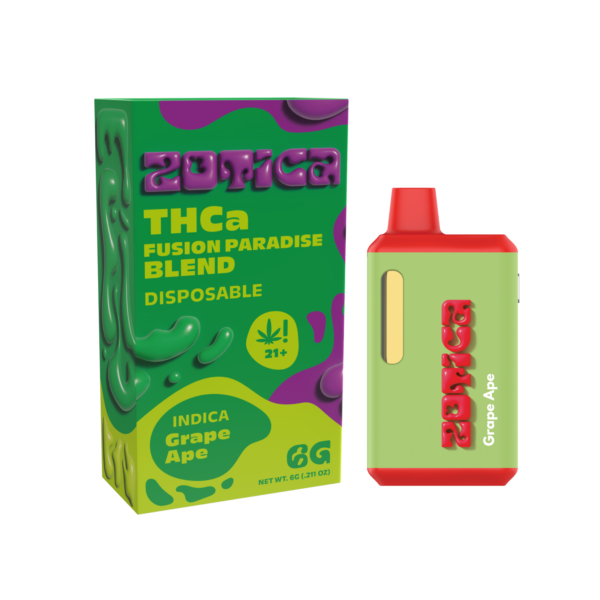 Zotica Green Hulk Grape Ape THC-A Vaporizer - 6000mg