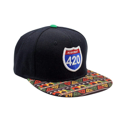 Dope and stylish 420 highway snapback cap fashion apparel with weed leef pot funky rasta design