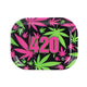 Colored mini rolling tray smoking accessory with a funky Retro weed leaf design and 420 numbers in the middle