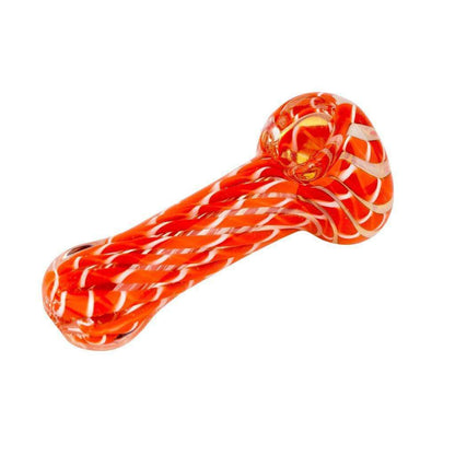 3.5-inch compact glass pipe smoking device hammer shape rich swirling red twisted rope design easy grip