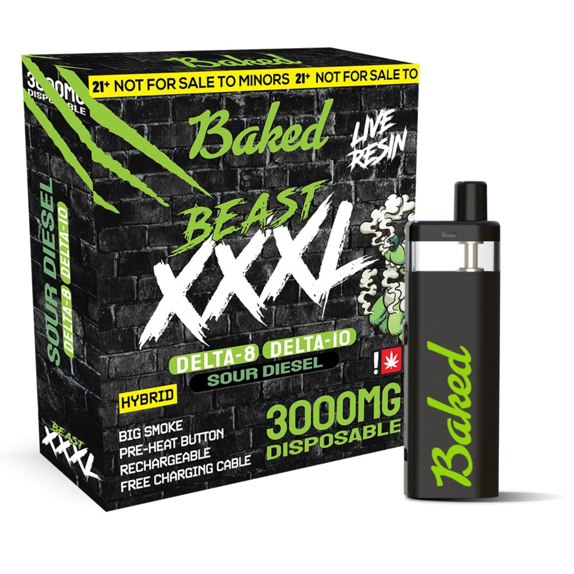 Baked BEAST D8/D10 Vaporizer Sour Diesel