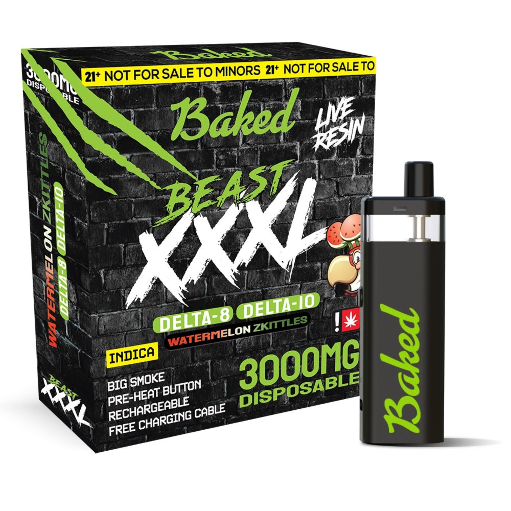 Baked BEAST D8/D10 Vaporizer - 3000mg - Everything 420 Baked BEAST D8/D10 Vaporizer - 3000mg - Everything 420
