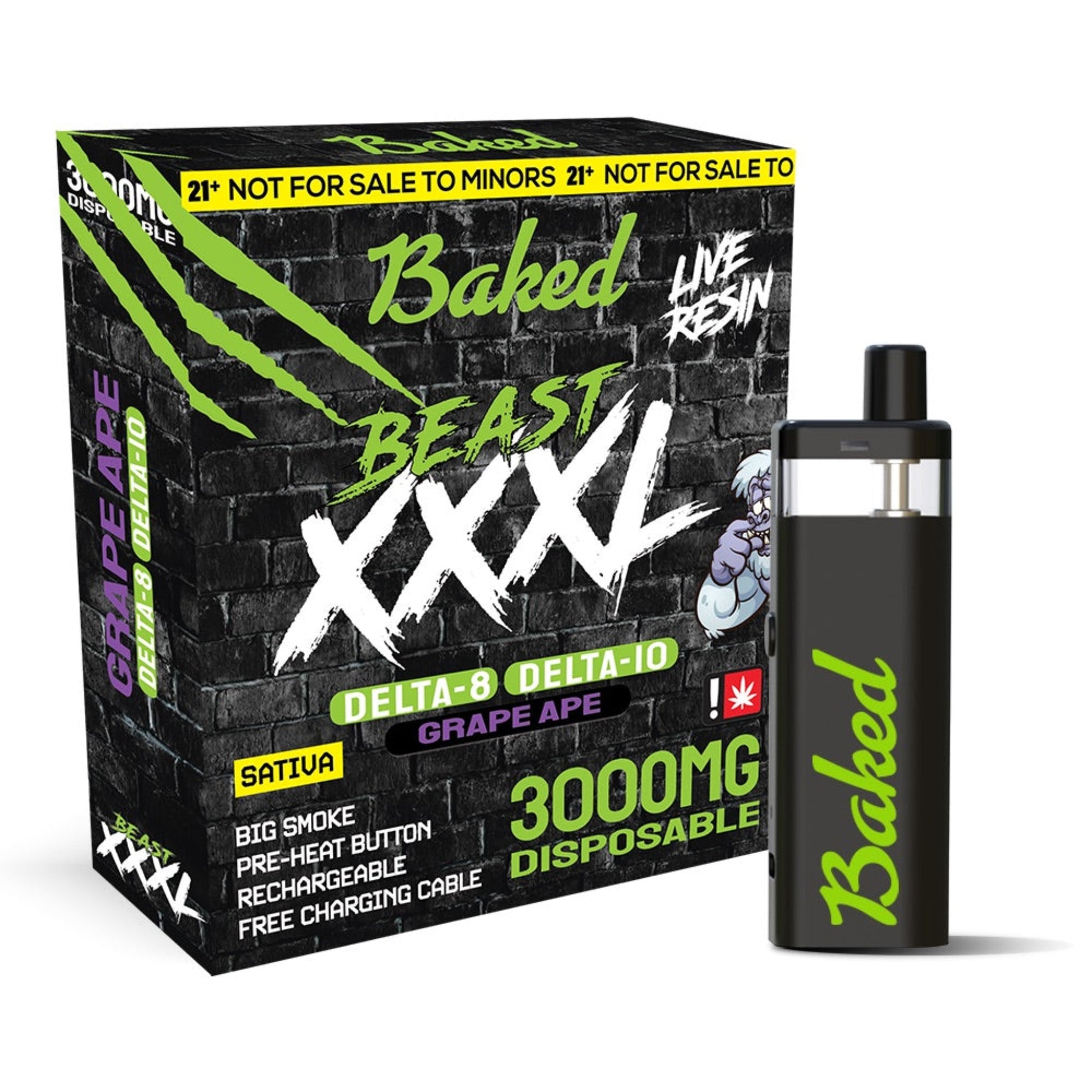 beast mod eighth vape Baked BEAST D8/D10 Vaporizer - 3000mg