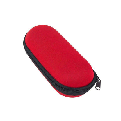 Red functional 6-inch x 2 1/2-inch storage zip pouch for pipes and smoking devices with foam interior in classic design