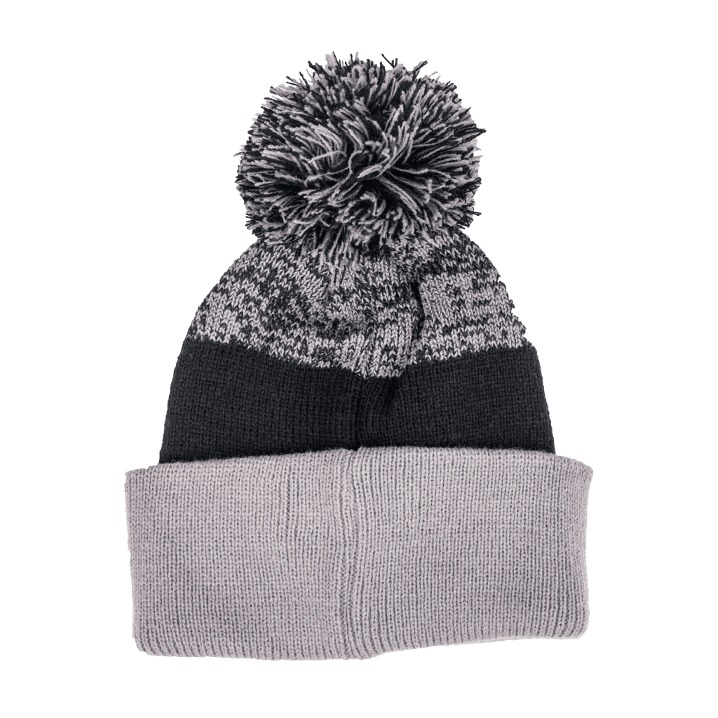 Beanie cap fashion item apparel in gray scale classic colors with pompom