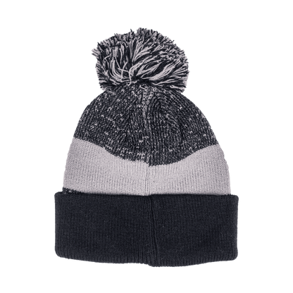 Beanie cap fashion item apparel in gray scale classic colors with pompom