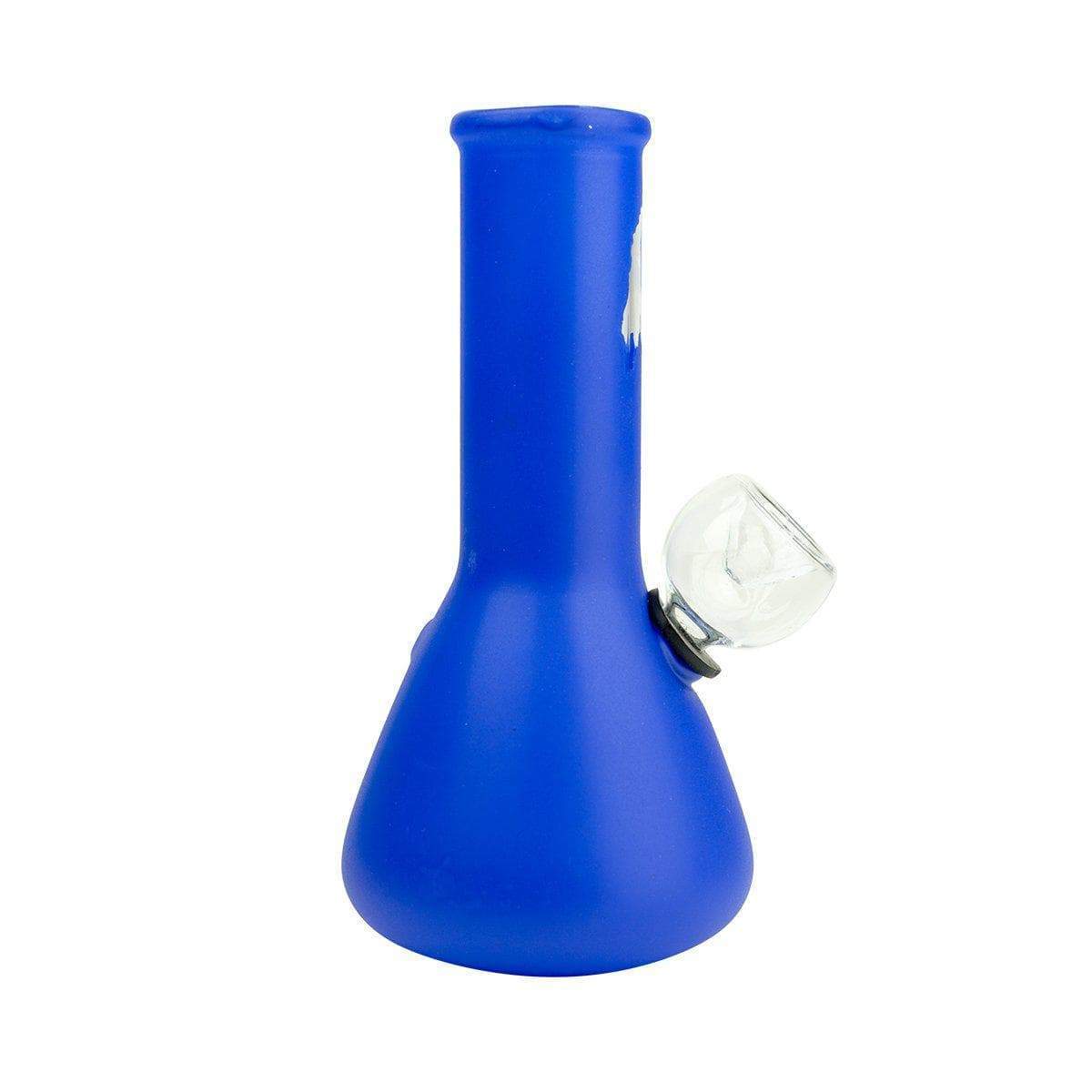5-inch blue glass carb bong smoking device bright solid color Bob Marley face sillhouette printed on neck