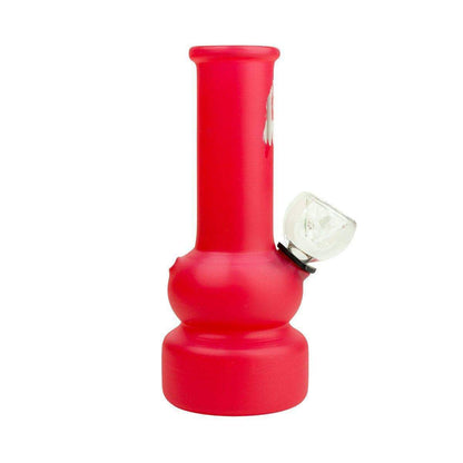 5-inch red glass carb bong smoking device bright solid color Bob Marley face sillhouette printed on neck