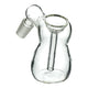 Full shot of 3-inch glass bubble ash catcher smoking device part 14mm male connector facing slightly left backwards