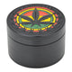 50mm round 4-part metal grinder smoking accessory with kiefcatcher with rasta weed leaf design on lid