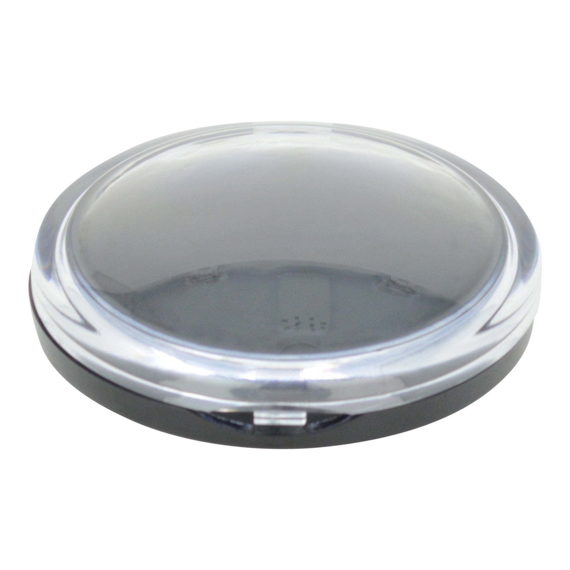 Round silicone stash container smoking accessory with clam seashell makeup compact design prismatic color