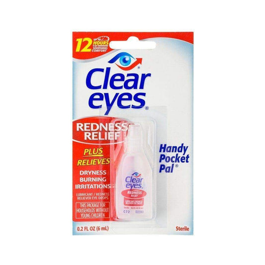 Clear Eyes Eye drops to bring relief to minor eye irritation and dryness with eye design easy-to-use shape