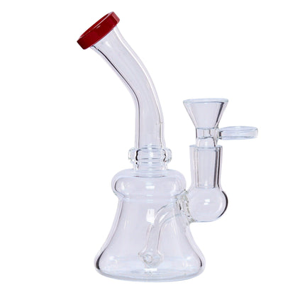 5.5-inch mini bong smoking device made of glass with red tip and sturdy base