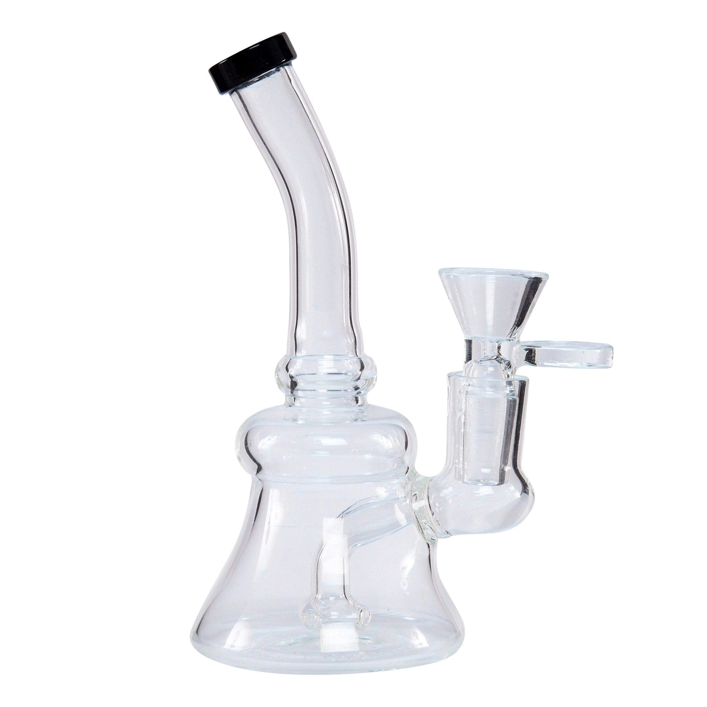5.5-inch mini bong smoking device made of glass with black tip and sturdy base
