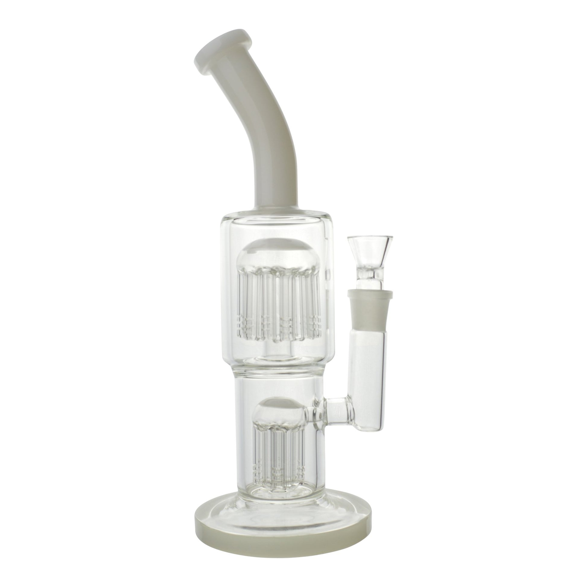 Colored Double Barrel Bong - 12in White