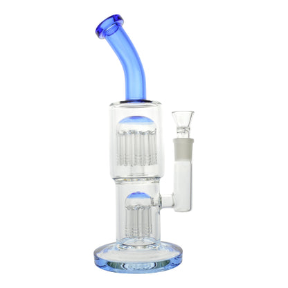 Colored Double Barrel Bong - 12in Blue