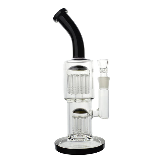 Colored Double Barrel Bong - 12in Black