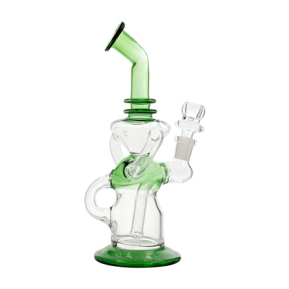 9.5-inch green glass dab rig smoking device double flared neck grip stylish look