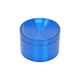 63mm 4-piece round aluminum crusher smoking accessory blue metallic and Chromium Crusher label on lid