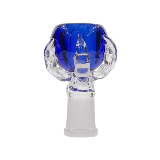 Cool 14mm crystal glass bowl bong accessory with crystal-claws-holding-a-blue-glass-of-wine look