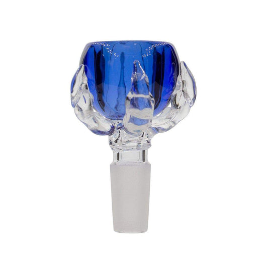 Cool 14mm crystal glass bowl bong accessory with crystal-claws-holding-a-blue-glass-of-wine look