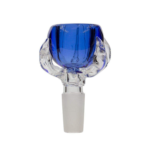 Cool 14mm crystal glass bowl bong accessory with crystal-claws-holding-a-blue-glass-of-wine look