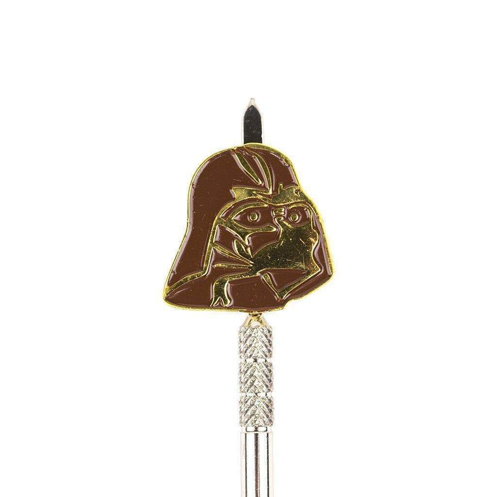 Handy stainless steel dab tool accessory textured middle part for easy grip funny Darth Vader with weeds in mouth design