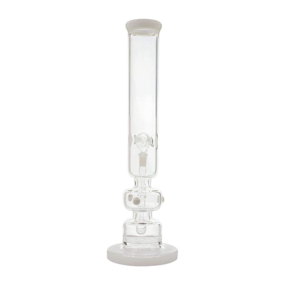 White 15-inch glass bong smoking device with colorful glass dots 3 chambers with ice catcher refreshing classic look