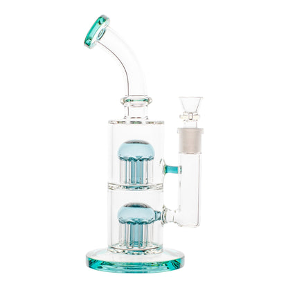 Double Jelly Perc Bong - 11in Turquoise