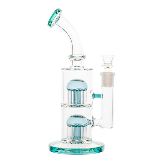 Double Jelly Perc Bong - 11in Turquoise