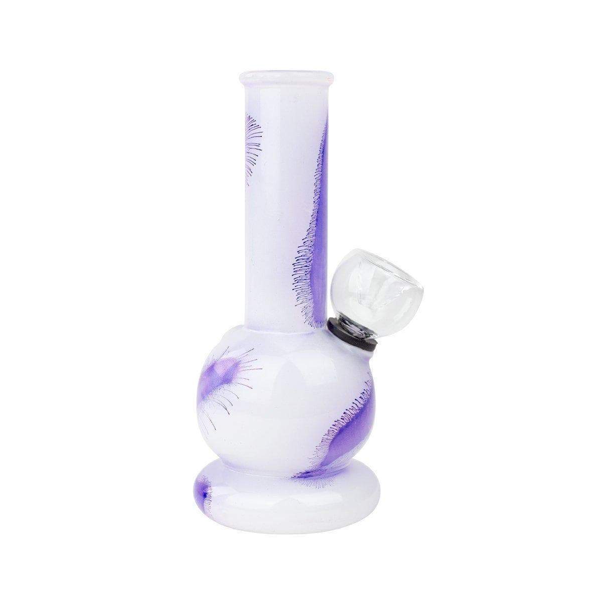 5-inch glass carbed bong smoking device swirl frosted purple and white Eukaryote nucleus science molecule design two-layers base