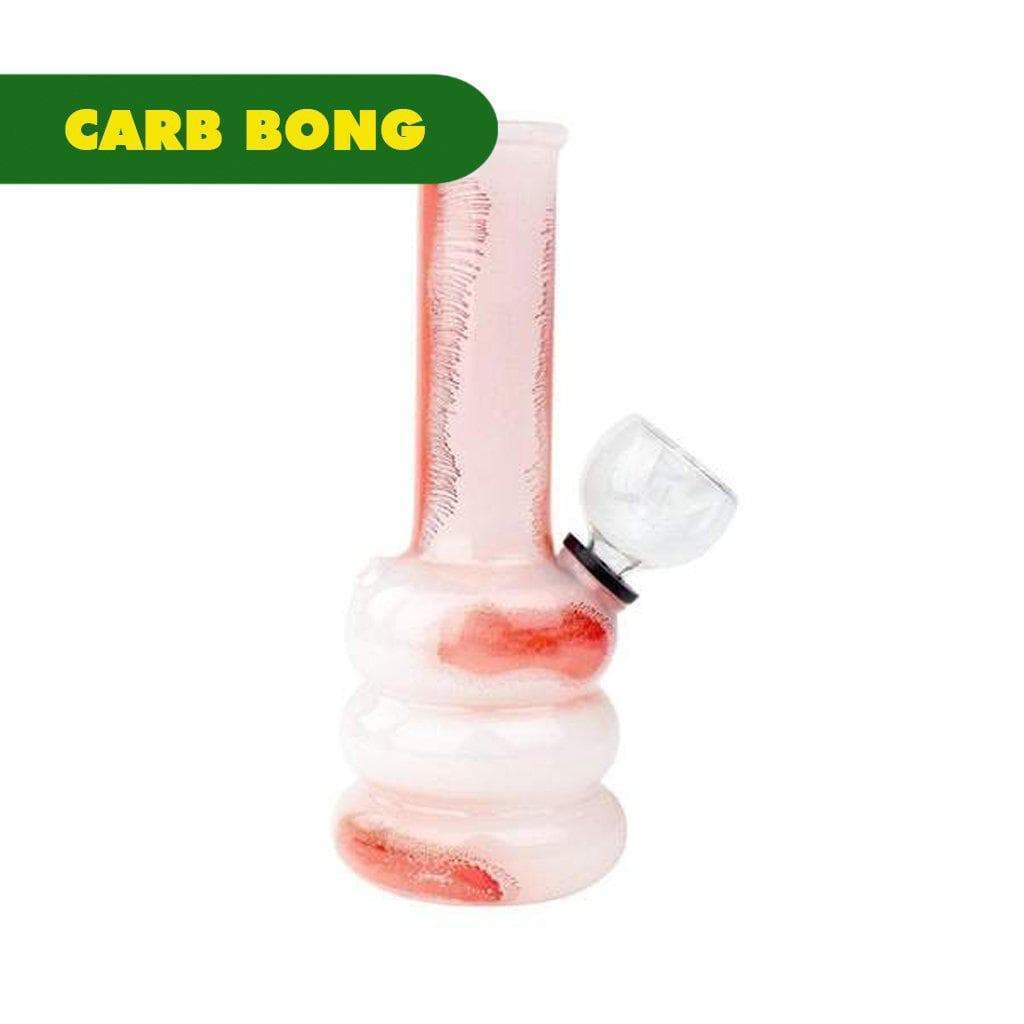 5-inch glass carbed bong smoking device swirl frosted orange and white Eukaryote nucleus science molecule design two-layers base