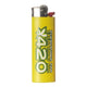 Full shot of yellow BIC lighter smoking accessory with Everything for 420 and weed leaf design