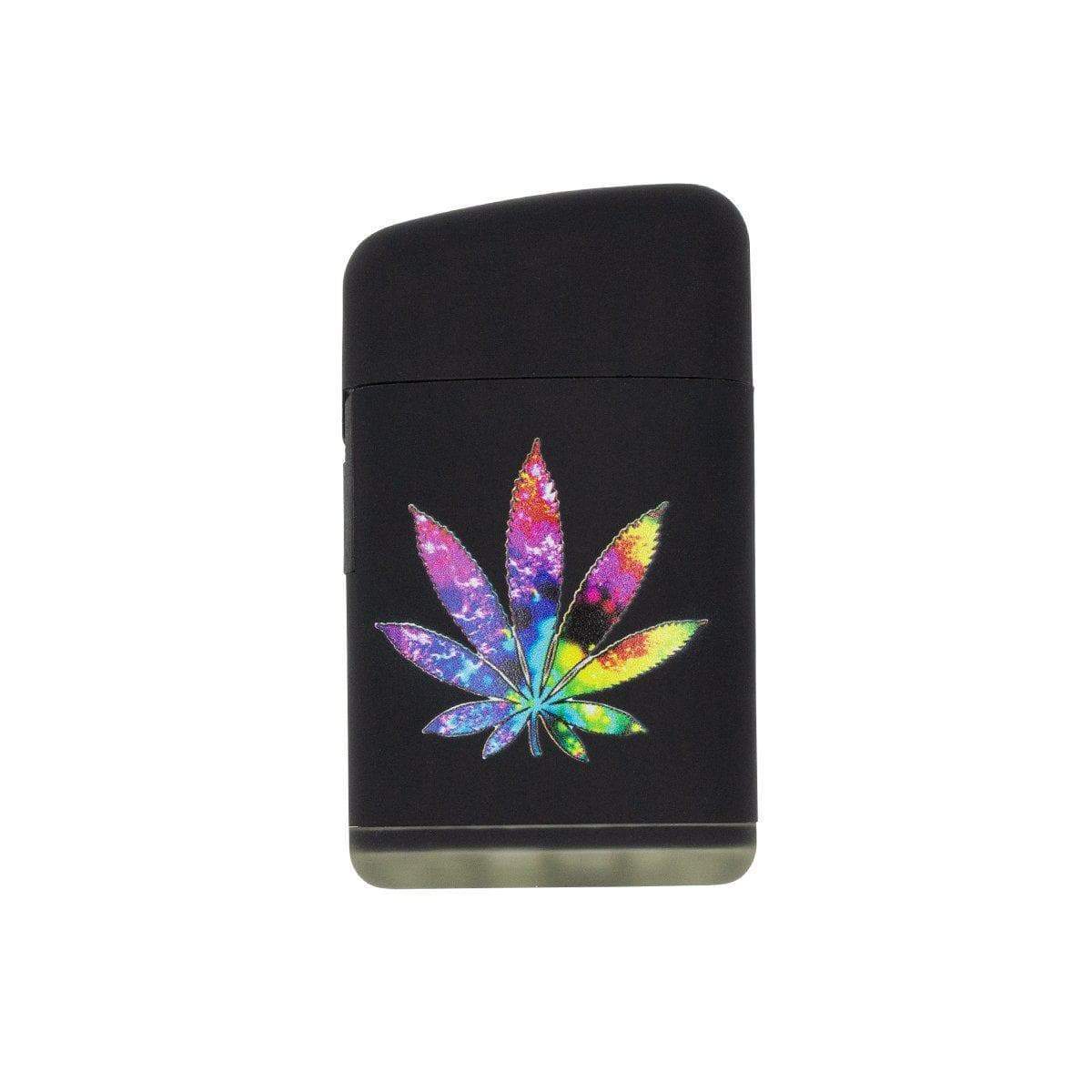 Compact flip top mini torch lighter smoking device accessory with a classy design in Fractal colors