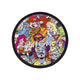 Colorful round bong coaster smoking accessory with various 90s kid cartoon characters